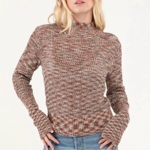 Free People Blair Spacedye Pullover / Black Coffee Combo size large